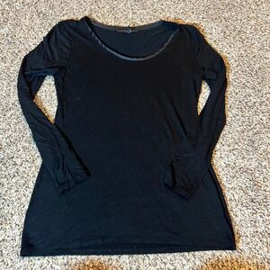 White House Black Market Black Long Sleeve Scoop Neck Tunic Top Size S